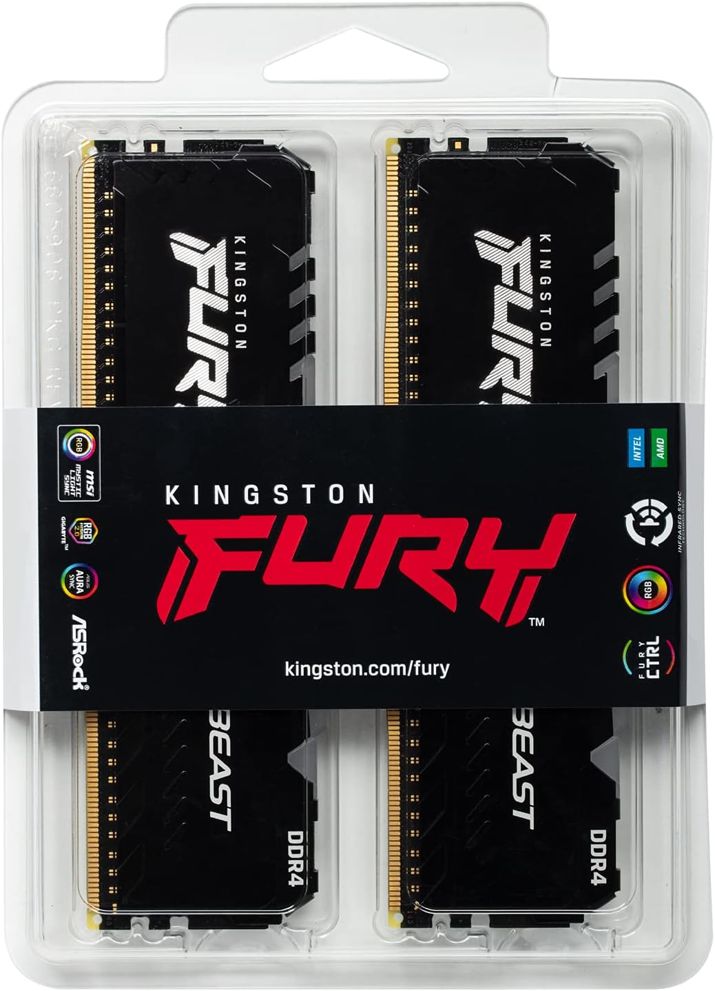 Kingston FURY Beast RGB DDR4 CL16 Desktop Memory Kit of 2 Kingston FURY Beast RGB DDR4 CL16 Desktop Memory Kit of 2